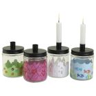 Lovely decorated glass jars with a candle holder