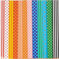 Glazed Paper, Pattern, 32x48 cm, 80 g, assorted colours, 100 ass sheets/ 1 pack