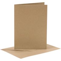 Cards and envelopes, card size 10,5x15 cm, envelope size 11,5x16,5 cm, 110+230 g, natural, 6 set/ 1 pack
