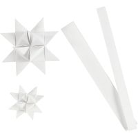 Paper star strips, L: 44+78 cm, D 6,5+11,5 cm, W: 15+25 mm, white, 32 strips/ 1 pack