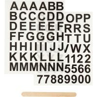 Rub-on Sticker, letters and numbers, H: 17 mm, 12,2x15,3 cm, black, 1 pack