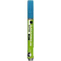 Glass & Porcelain Marker, glitter, line 2-4 mm, semi opaque, turquoise, 1 pc