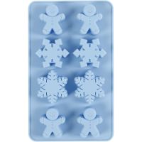 Silicone mould, ice crystals and cookie men, H: 2,5 cm, L: 24 cm, W: 14 cm, hole size 30x45 mm, 12,5 ml, 1 pc