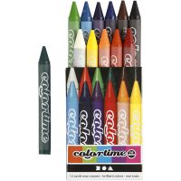 Colortime Wax Crayons, L: 10 cm, thickness 11 mm, assorted colours, 12 pc/ 1 pack