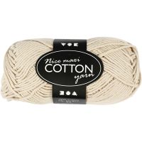 Cotton Yarn, no. 8/8, L: 80-85 m, size maxi , beige, 50 g/ 1 ball