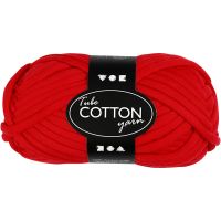 Cotton tube yarn, L: 45 m, red, 100 g/ 1 ball