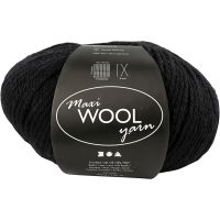 Wool yarn, L: 125 m, black, 100 g/ 1 ball
