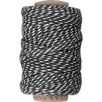 Cotton Cord, thickness 1,1 mm, black/white, 50 m/ 1 roll