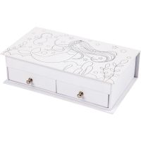 Jewellery Box, H: 5 cm, size 18x10,5 cm, white, 1 pc