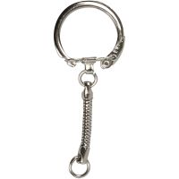 Keyring with chain, L: 6 cm, D 2,3 cm, 25 pc/ 1 pack