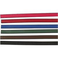 Faux Leather Belt, W: 10 mm, thickness 3 mm, assorted colours, 6x1 m/ 1 pack