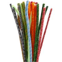 Pipe Cleaners, striped, L: 30 cm, thickness 6 mm, assorted colours, 30 asstd./ 1 pack