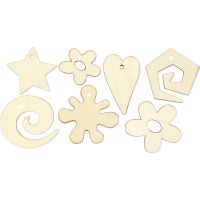 Wooden decorations, size 30-55 mm, 46 pc/ 1 pack
