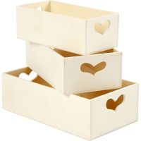 Storage Boxes, H: 6,3+5,8+5,5 cm, L: 20,5+18+15,8 cm, W: 11,5+9,8+7,8 cm, 3 pc/ 1 set