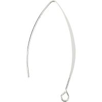 Ear Hanger, H: 42 mm, hole size 2 mm, silver-plated, 4 pc/ 1 pack