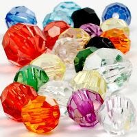 Faceted Bead Mix, size 10-12-16 mm, hole size 1-2,5 mm, 125 ml/ 1 pack, 75 g