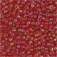 Rocaille Seed Beads, D 3 mm, size 8/0 , hole size 0,6-1,0 mm, cerise oil, 25 g/ 1 pack