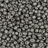 Rocaille Seed Beads, D 3 mm, size 8/0 , hole size 0,6-1,0 mm, grey, 25 g/ 1 pack