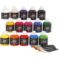 School acrylic paint glossy, glossy, assorted colours, 1 set