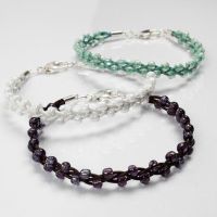 Plaited Leather Bracelets decorated with Rocaille Seed Beads