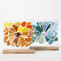 Glass Mosaic Fragments on Glass Plates