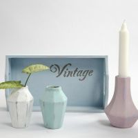 Small Terracotta Vases painted with Chalky Vintage Look Paint