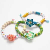Elastic Bracelets with assorted Beads in Summer Colours