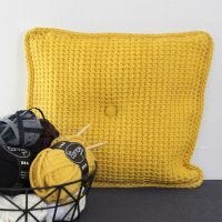 Tunisian crocheted Cushions from Fabric Yarn