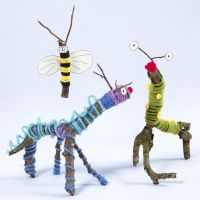 Animals and insects made from twigs, sticks, wool and Sticky Base