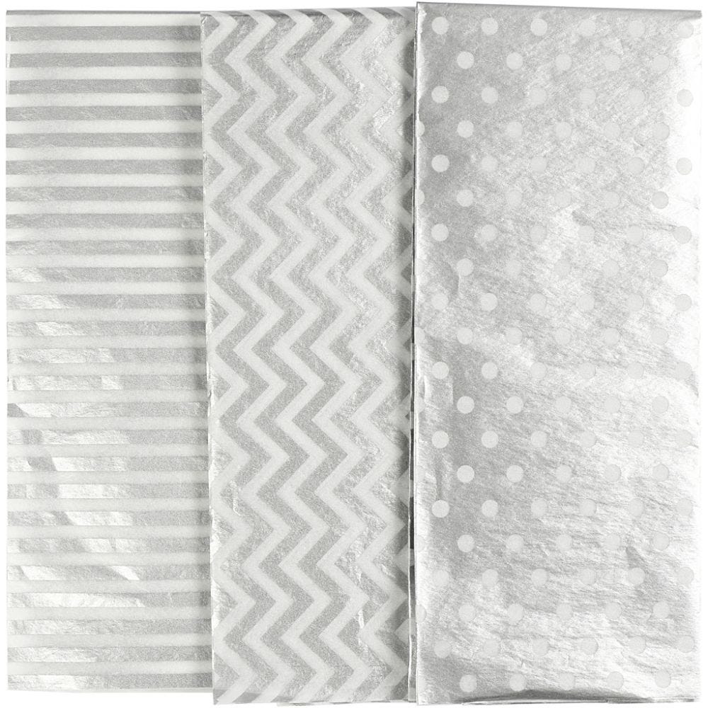 Tissue Paper, 50x70 cm, 17 g, silver, 6 sheet/ 1 pack